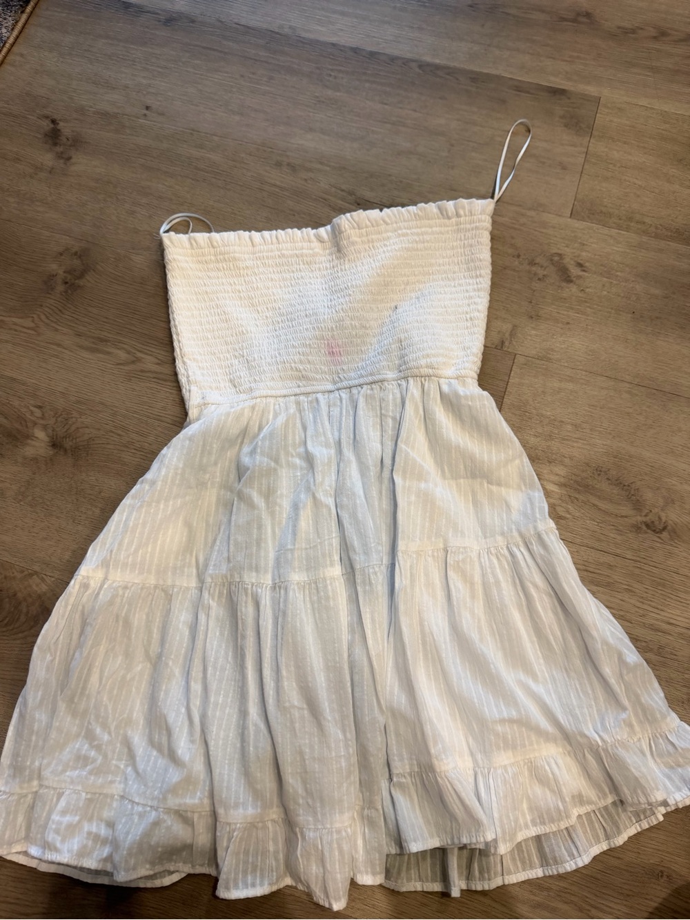 miami White Tiered Smocked Sundress with Spaghetti Straps
